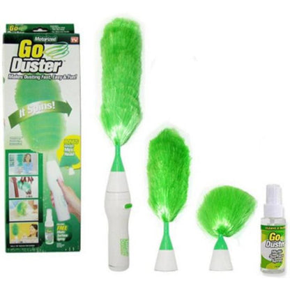 GO Duster - Motorized Rotating Feather Duster for Fast, Easy Dusting