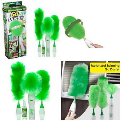 GO Duster - Motorized Rotating Feather Duster for Fast, Easy Dusting