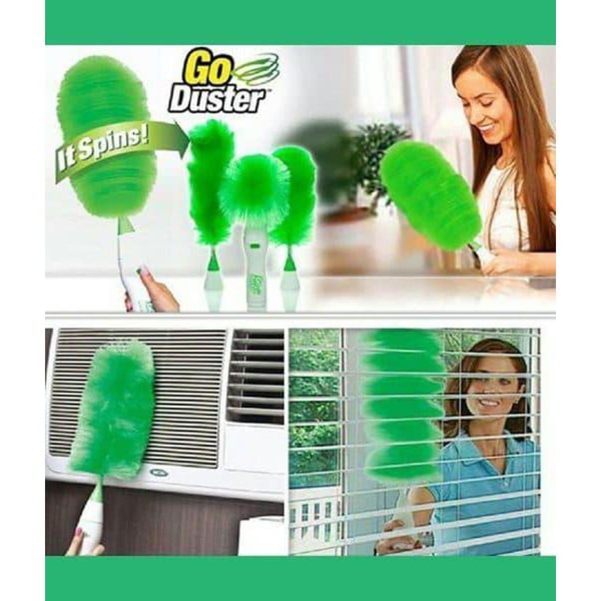 GO Duster - Motorized Rotating Feather Duster for Fast, Easy Dusting